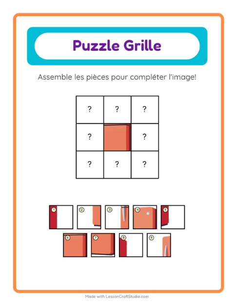 Aperçu de la fiche Appariement En Grille avec Autour de la maison pour École maternelle (grande section, 5-7 ans)