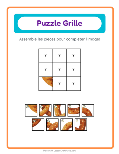 Aperçu de la fiche Appariement En Grille avec Boulangerie pour École maternelle (grande section, 5-7 ans)