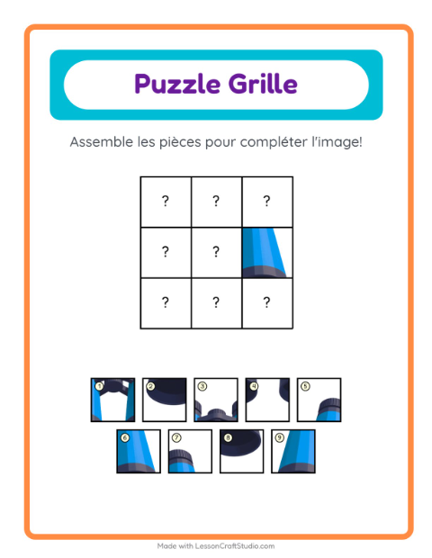 Aperçu de la fiche Appariement En Grille avec Camping pour École maternelle (grande section, 5-7 ans)