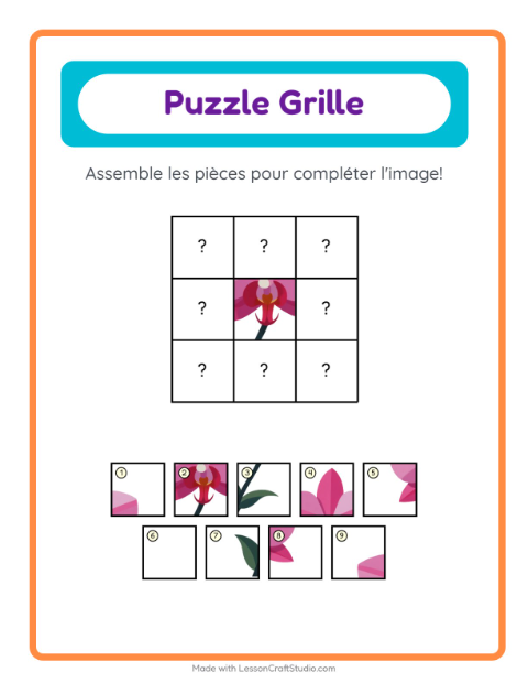 Aperçu de la fiche Appariement En Grille avec Fleurs pour École maternelle (grande section, 5-7 ans)