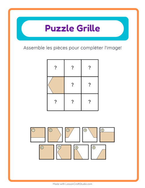 Aperçu de la fiche Appariement En Grille avec Formes pour École maternelle (grande section, 5-7 ans)