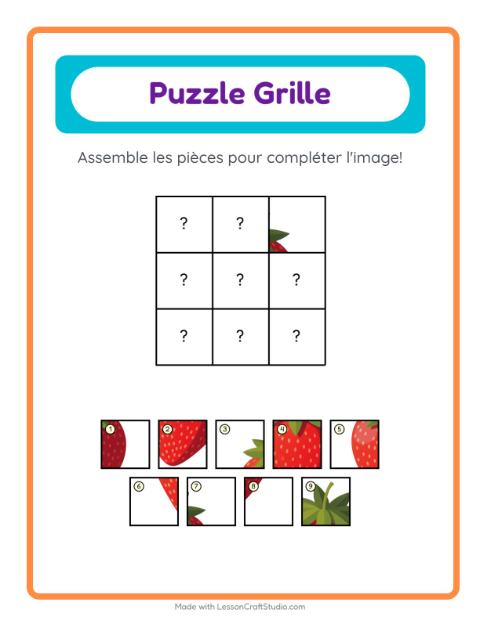 Aperçu de la fiche Appariement En Grille avec Fruits pour École maternelle (grande section, 5-7 ans)