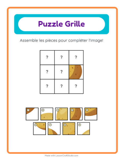 Aperçu de la fiche Appariement En Grille avec Légumes pour École maternelle (grande section, 5-7 ans)