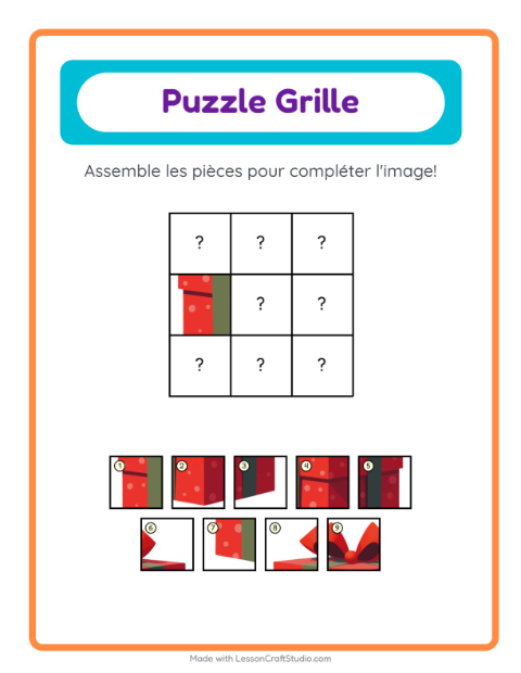 Aperçu de la fiche Appariement En Grille avec Noël pour École maternelle (grande section, 5-7 ans)