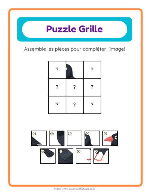 Aperçu de la fiche Appariement En Grille avec Oiseaux 2 pour École maternelle (grande section, 5-7 ans)