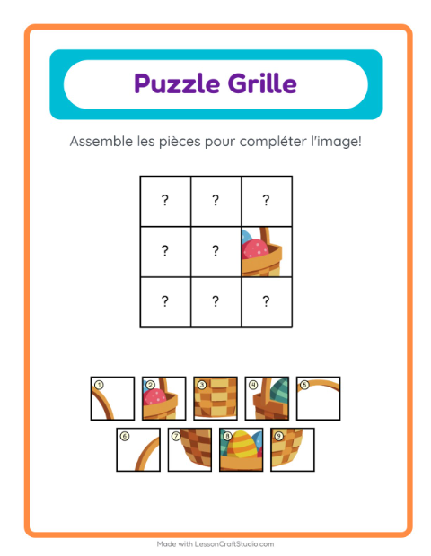 Aperçu de la fiche Appariement En Grille avec Pâques pour École maternelle (grande section, 5-7 ans)
