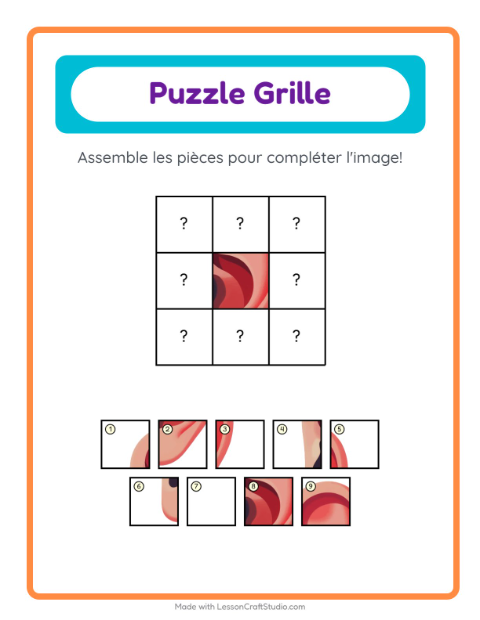 Aperçu de la fiche Appariement En Grille avec Parties du corps pour École maternelle (grande section, 5-7 ans)