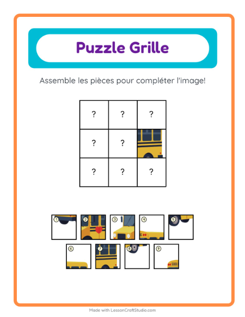 Aperçu de la fiche Appariement En Grille avec Véhicules pour École maternelle (grande section, 5-7 ans)