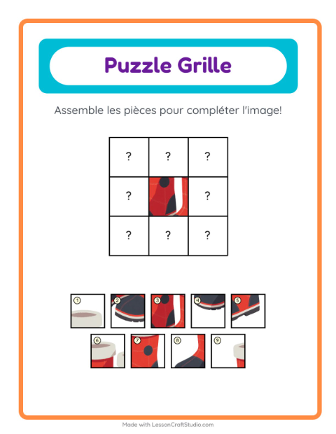 Aperçu de la fiche Appariement En Grille avec Vêtements pour École maternelle (grande section, 5-7 ans)