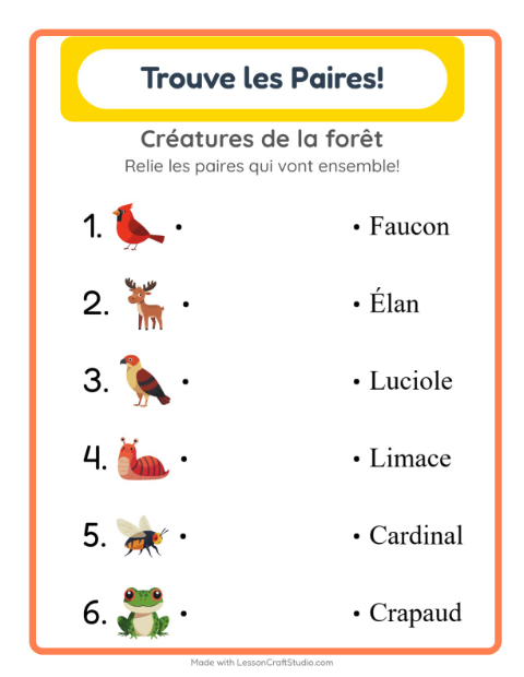Lire le mot – Créatures de la forêt