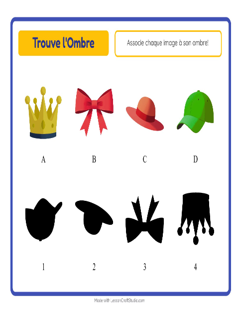 Aperçu de la fiche Apparier Les Ombres avec Accessoires pour École maternelle (grande section, 5-7 ans)