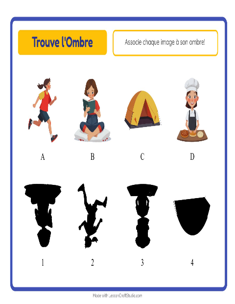 Aperçu de la fiche Apparier Les Ombres avec Activités pour École maternelle (grande section, 5-7 ans)