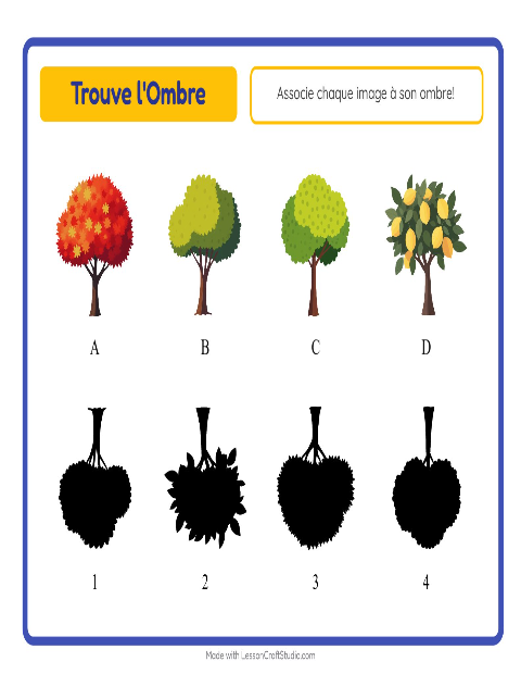 Aperçu de la fiche Apparier Les Ombres avec Arbres pour École maternelle (grande section, 5-7 ans)