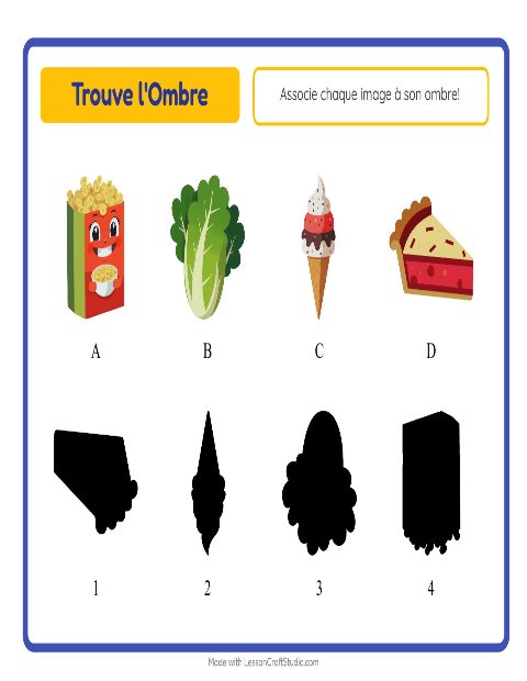 Aperçu de la fiche Apparier Les Ombres avec Au supermarché pour École maternelle (grande section, 5-7 ans)