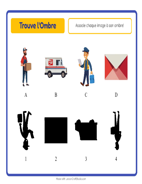Aperçu de la fiche Apparier Les Ombres avec Bureau de poste pour École maternelle (grande section, 5-7 ans)
