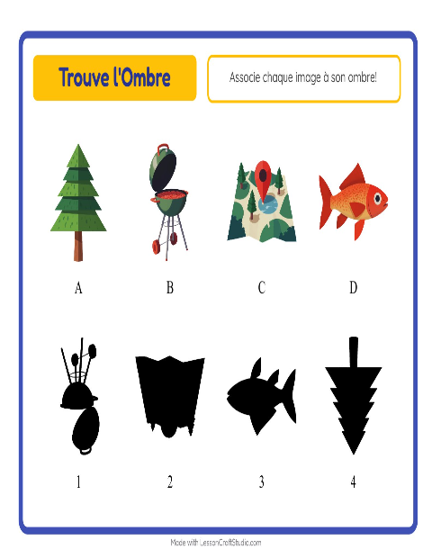 Aperçu de la fiche Apparier Les Ombres avec Camping pour École maternelle (grande section, 5-7 ans)