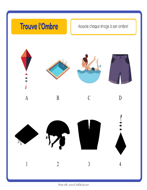 Aperçu de la fiche Apparier Les Ombres avec Été pour École maternelle (grande section, 5-7 ans)