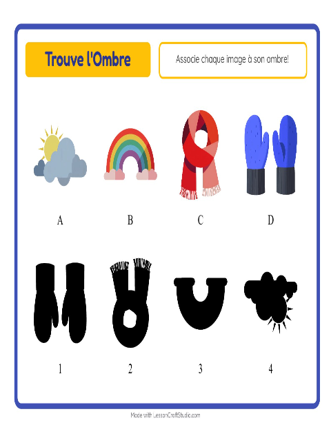 Aperçu de la fiche Apparier Les Ombres avec Météo pour École maternelle (grande section, 5-7 ans)