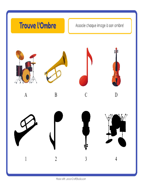 Aperçu de la fiche Apparier Les Ombres avec Musique pour École maternelle (grande section, 5-7 ans)