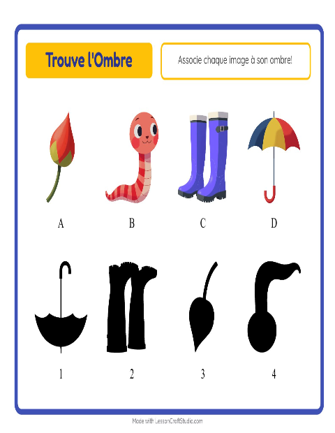 Aperçu de la fiche Apparier Les Ombres avec Printemps pour École maternelle (grande section, 5-7 ans)