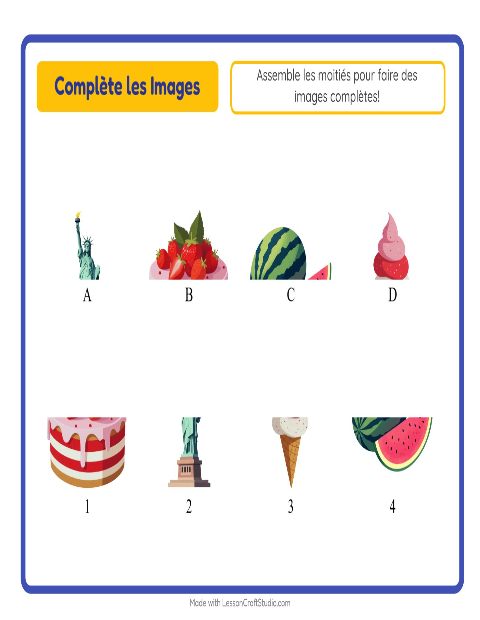 Aperçu de la fiche Apparier Les Ombres avec 4 juillet pour École maternelle (grande section, 5-7 ans)