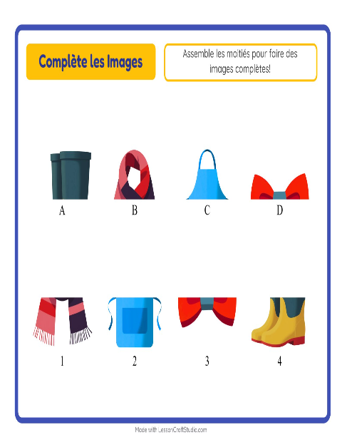 Aperçu de la fiche Apparier Les Ombres avec Accessoires pour École maternelle (grande section, 5-7 ans)