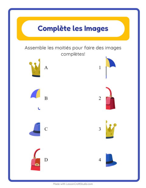 Aperçu de la fiche Apparier Les Ombres avec Accessoires pour École maternelle (grande section, 5-7 ans)