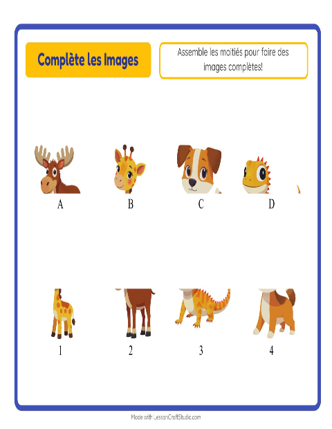 Aperçu de la fiche Apparier Les Ombres avec Animaux pour École maternelle (grande section, 5-7 ans)