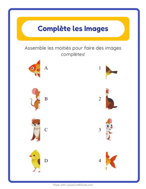 Aperçu de la fiche Apparier Les Ombres avec Animaux de compagnie pour École maternelle (grande section, 5-7 ans)