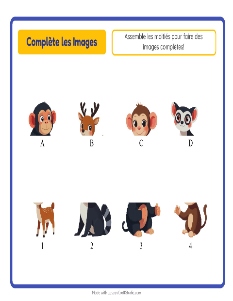 Aperçu de la fiche Apparier Les Ombres avec Animaux du zoo pour École maternelle (grande section, 5-7 ans)