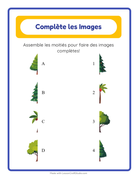 Aperçu de la fiche Apparier Les Ombres avec Arbres pour École maternelle (grande section, 5-7 ans)