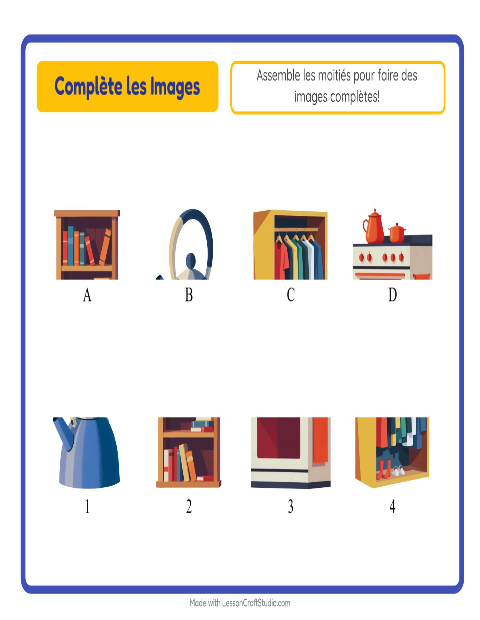 Aperçu de la fiche Apparier Les Ombres avec Autour de la maison pour École maternelle (grande section, 5-7 ans)