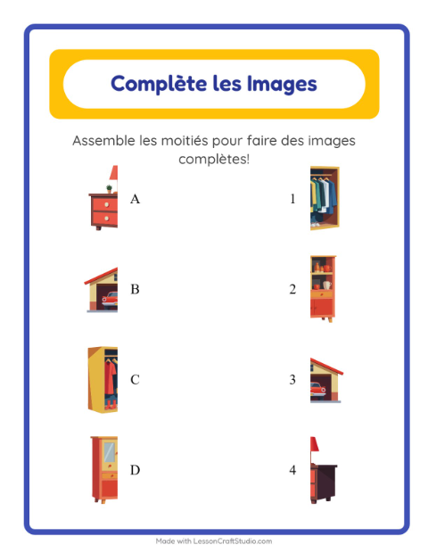 Aperçu de la fiche Apparier Les Ombres avec Autour de la maison pour École maternelle (grande section, 5-7 ans)