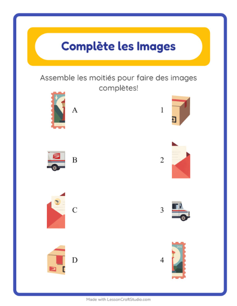 Aperçu de la fiche Apparier Les Ombres avec Bureau de poste pour École maternelle (grande section, 5-7 ans)