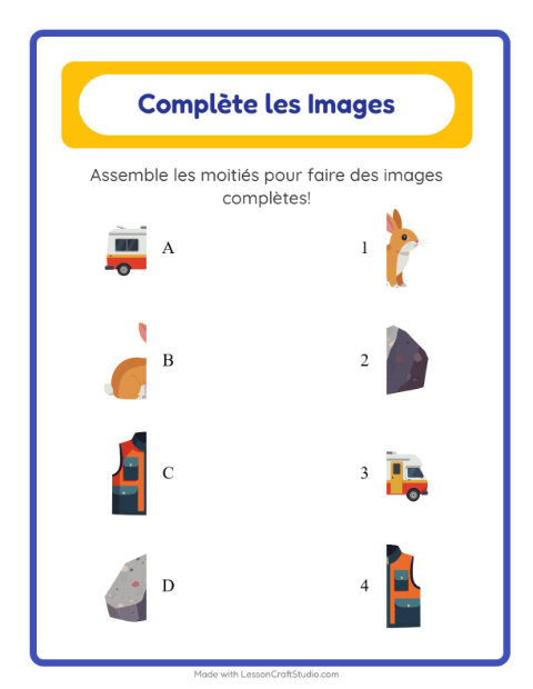 Aperçu de la fiche Apparier Les Ombres avec Camping pour École maternelle (grande section, 5-7 ans)