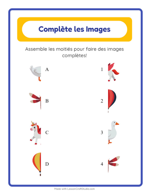 Aperçu de la fiche Apparier Les Ombres avec Choses qui volent pour École maternelle (grande section, 5-7 ans)
