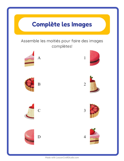 Aperçu de la fiche Apparier Les Ombres avec Desserts et sucreries pour École maternelle (grande section, 5-7 ans)