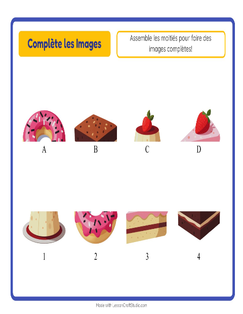 Aperçu de la fiche Apparier Les Ombres avec Desserts et sucreries pour École maternelle (grande section, 5-7 ans)