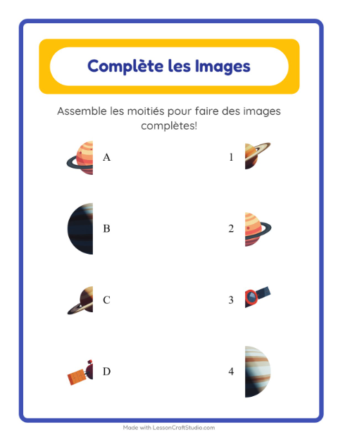 Aperçu de la fiche Apparier Les Ombres avec Espace pour École maternelle (grande section, 5-7 ans)