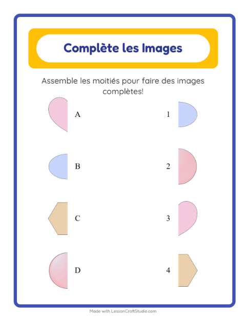 Aperçu de la fiche Apparier Les Ombres avec Formes pour École maternelle (grande section, 5-7 ans)