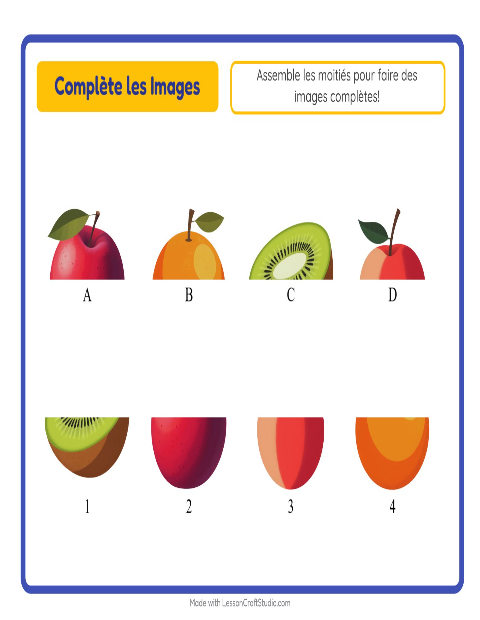 Aperçu de la fiche Apparier Les Ombres avec Fruits pour École maternelle (grande section, 5-7 ans)