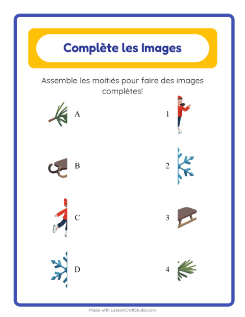 Compléter l'image : Hiver – fiche pour la maternelle — 2