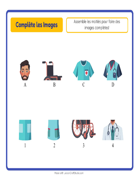 Aperçu de la fiche Apparier Les Ombres avec Hôpital pour École maternelle (grande section, 5-7 ans)