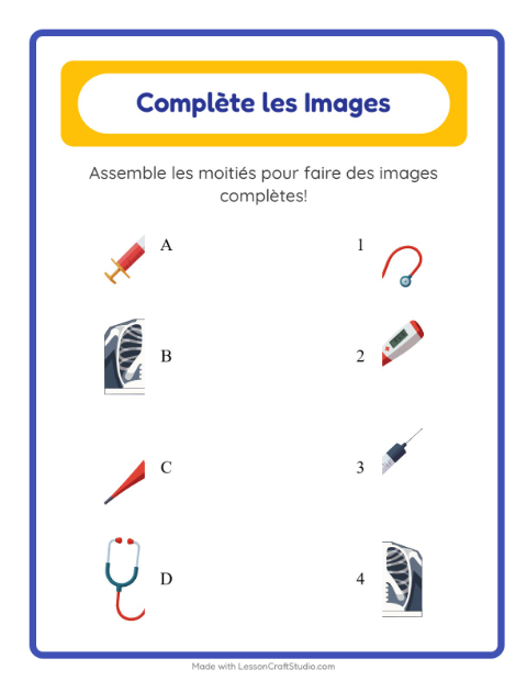 Aperçu de la fiche Apparier Les Ombres avec Hôpital pour École maternelle (grande section, 5-7 ans)