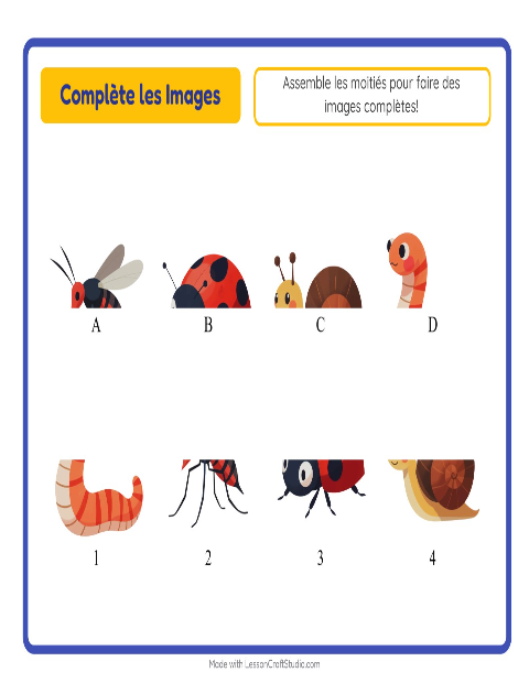 Aperçu de la fiche Apparier Les Ombres avec Insectes et bestioles pour École maternelle (grande section, 5-7 ans)