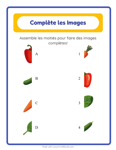 Aperçu de la fiche Apparier Les Ombres avec Légumes pour École maternelle (grande section, 5-7 ans)