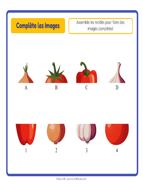 Aperçu de la fiche Apparier Les Ombres avec Légumes pour École maternelle (grande section, 5-7 ans)