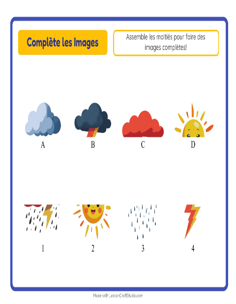 Aperçu de la fiche Apparier Les Ombres avec Météo pour École maternelle (grande section, 5-7 ans)