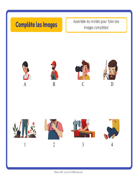 Aperçu de la fiche Apparier Les Ombres avec Métiers pour École maternelle (grande section, 5-7 ans)