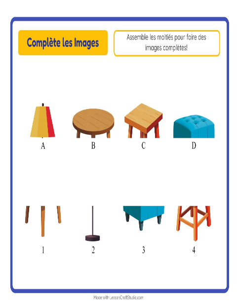 Aperçu de la fiche Apparier Les Ombres avec Meubles pour École maternelle (grande section, 5-7 ans)